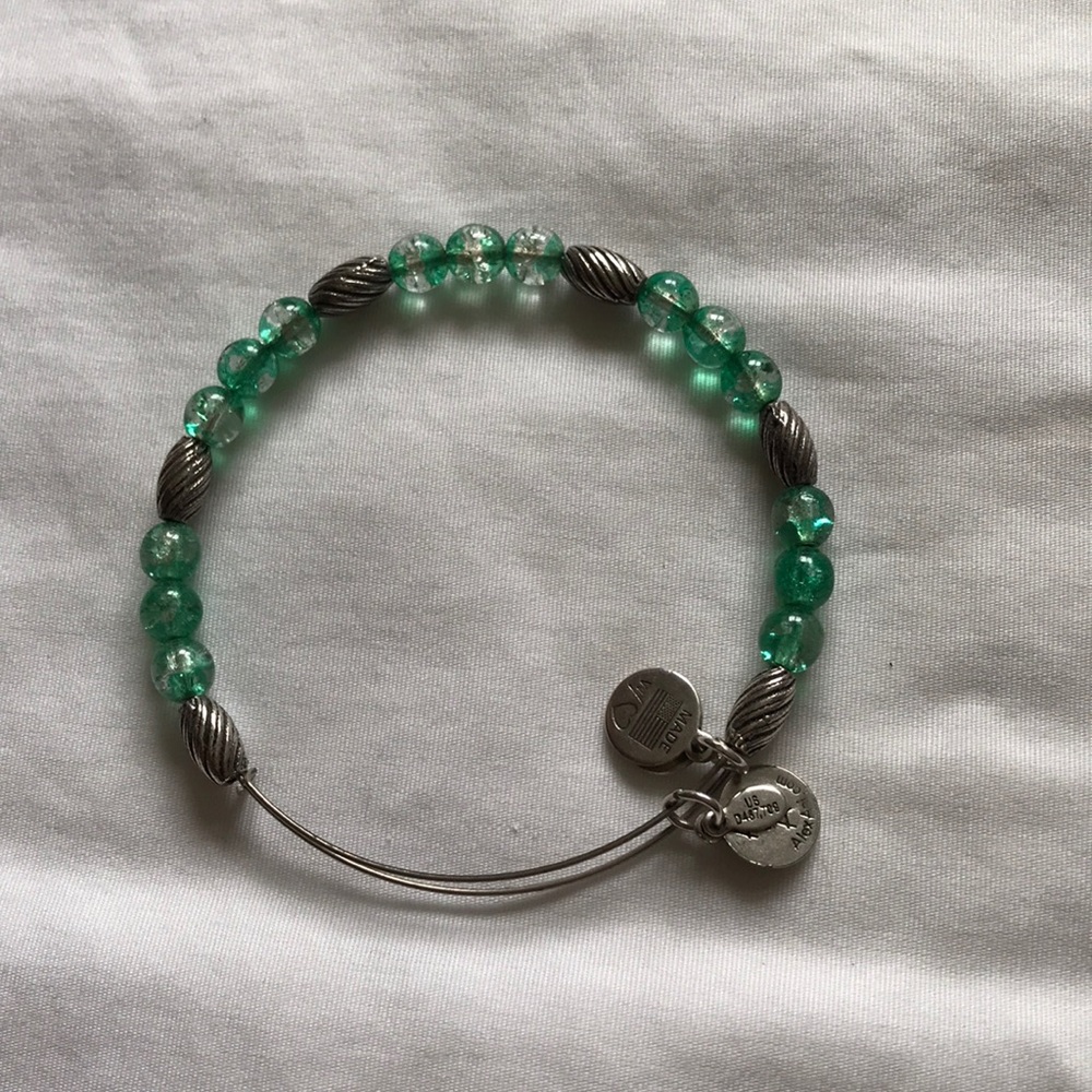 Green beaded Alex and Ani bracelet